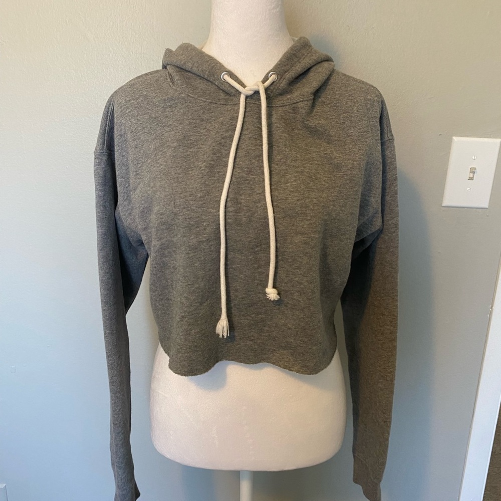Grey Cropped Hoodie